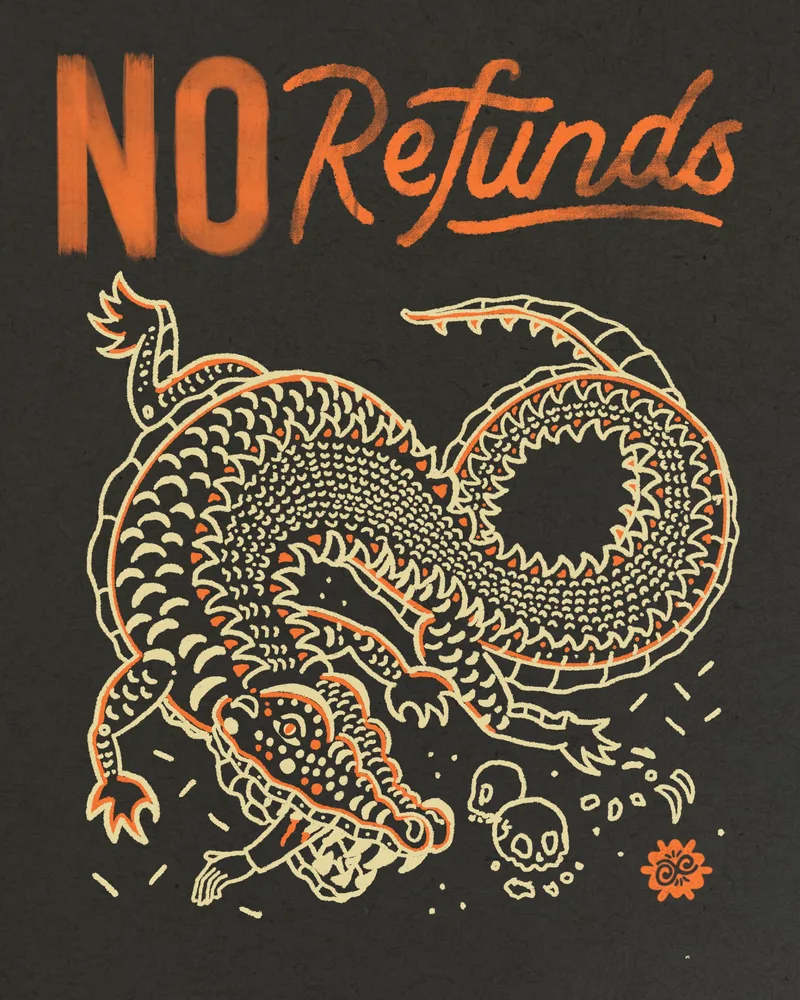 No Refunds, Flash, shirt and sticker