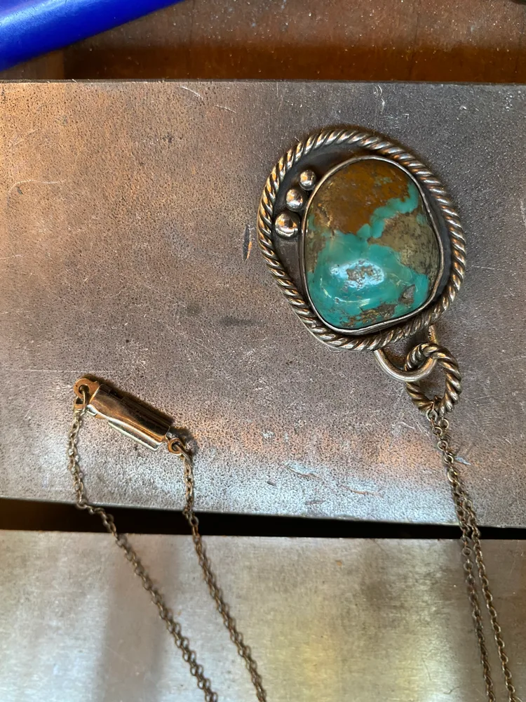 Turquoise pendant, Sterling silver