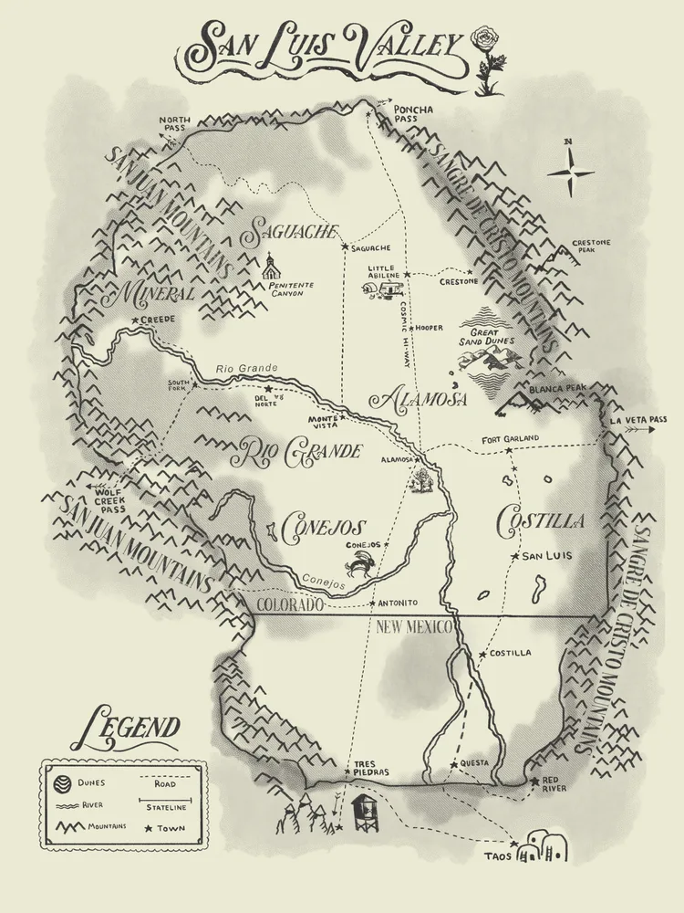 San Luis Valley, Illustrated map